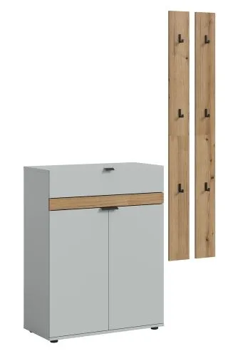 Garderoben-Set Naro 1 | grau / Evoke Oak | 3-teilig