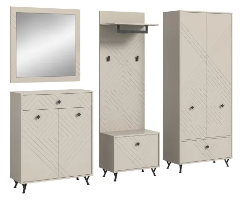 Garderoben-Set Notes | beige matt/sandfarben | 5-teilig