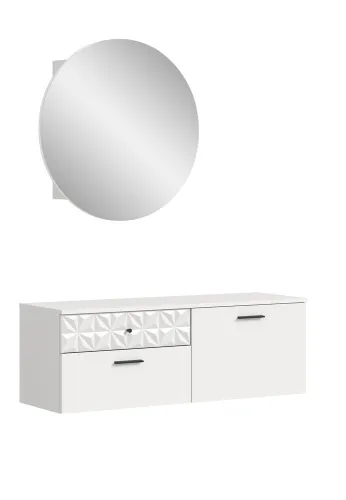 Garderoben-Set Prisma | weiß / weiß Hochglanz | 2-teilig | mit Lichtprofil