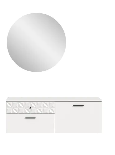 Garderoben-Set Prisma | weiß / weiß Hochglanz | 2-teilig | optional Beleuchtung