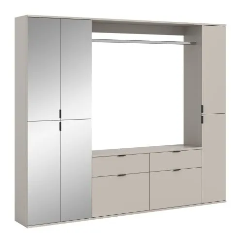 Garderoben Set Projekt X 3 | Kaschmir / Spiegeltüren | 3-teilig