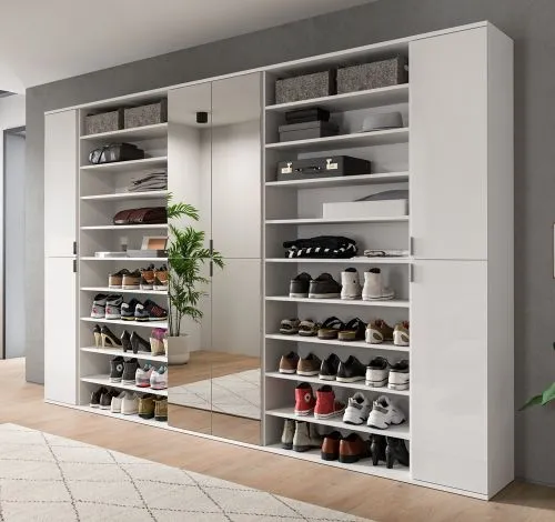 Garderoben Set Projekt X | mit Schuhregal | weiß Hochglanz | 5-teilig
