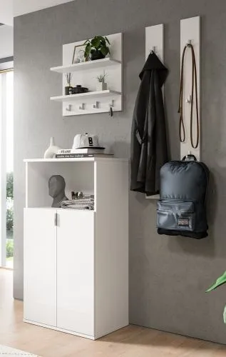 Garderoben Set Projekt X mit Schuhschrank weiß Hochglanz | 4-teilig