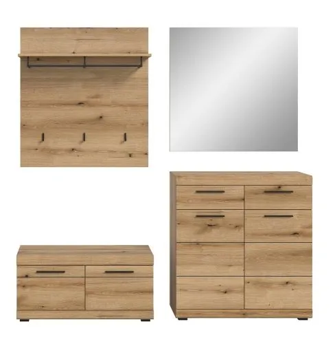 Garderoben-Set Scout | Evoke Oak | 4-teilig mit Sitzkissen