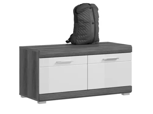 Garderoben-Set Scout | weiß Hochglanz / rauchsilber | 3-teilig mit Sitzkissen