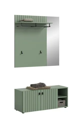 Garderoben-Set Station 3 | Smoke Green | 2-teilig | optionaler Sitzkissen