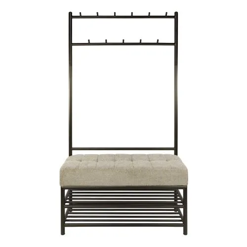 Garderobenbank Shio | 11 Haken | mit Sitzfunktion | Eiche | Drift brown