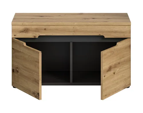 Garderobenbank Sitzbank Canu | grau /Artisan Eiche mit Kissen