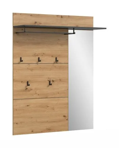Garderobenpaneel Canu mit Spiegel 1 | Artisan / Basalt grau