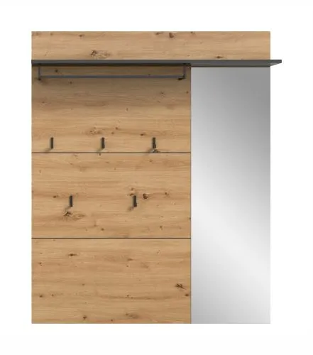 Garderobenpaneel Canu mit Spiegel 1 | Artisan / Basalt grau