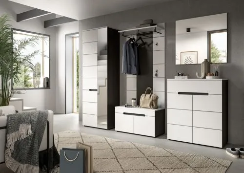 Garderobenschrank Canu | Weiß / Basalt grau