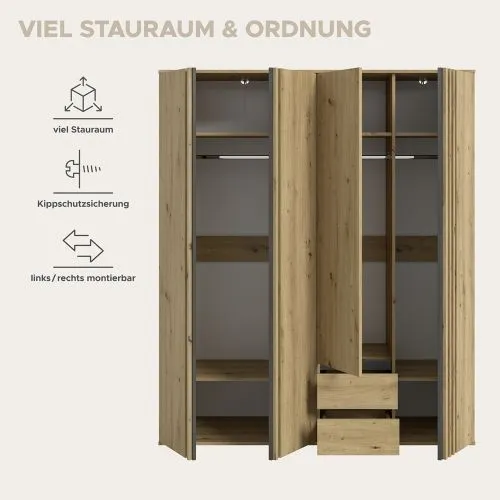 Garderobenschrank Kleiderschrank Tofta | 2-teilig | Artisan Eiche