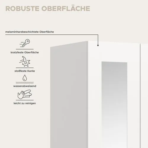 Garderobenschrank Kleiderschrank Visby | mit Spiegel | weiß