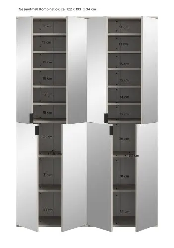 Garderobenschrank Projekt X 1 | Kombination | Kaschmir | 2-teilig