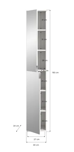 Garderobenschrank Projekt X 1 | Kombination | weiß Hochglanz / Spiegeltüren | 2-teilig