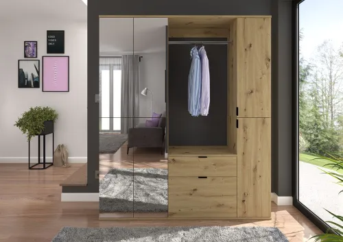 Garderobenschrank Projekt X groß | Artisan Eiche | Spiegeltüren