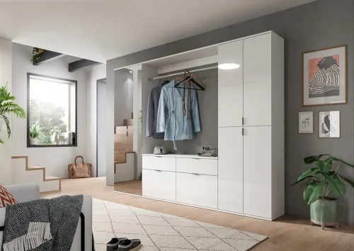 Garderobenschrank Projekt X groß | weiß Hochglanz