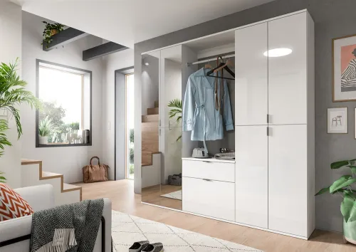 Garderobenschrank Projekt X groß | weiß Hochglanz