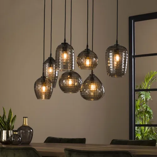 Hängelampe Diona | 7 Leuchten | Smoke grey glass