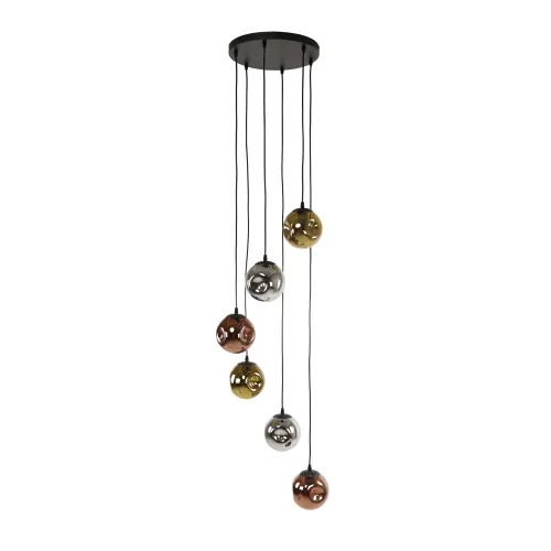Hängelampe Jinjin | 6-flammig | gestuft | Gold, Chrom, Kupfer
