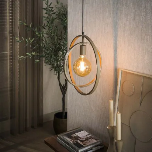 Hängelampe Vejin 1 Leuchte | Metallringe | Beige