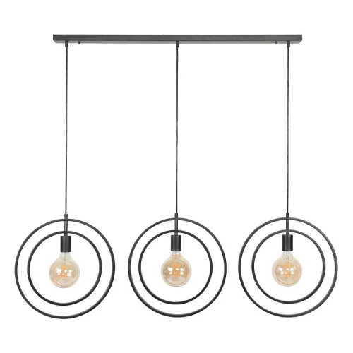 Hängelampe Vejin 3 Leuchten | Metallringe | Charcoal grau