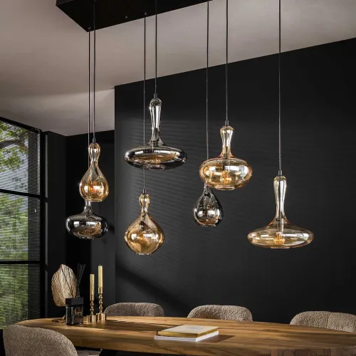 Hängelampe Yoki 7 Leuchten | Glass / Metall | schwarz