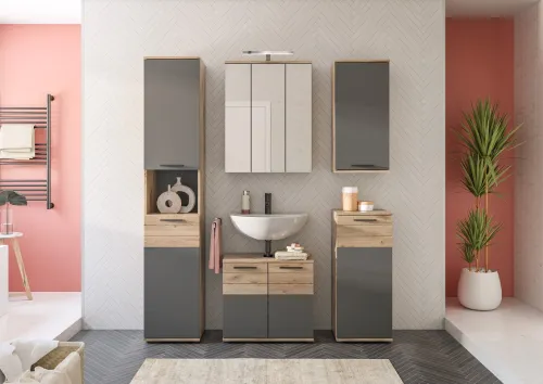 Hängeschrank Mason | Nox Oak / Basalt grau