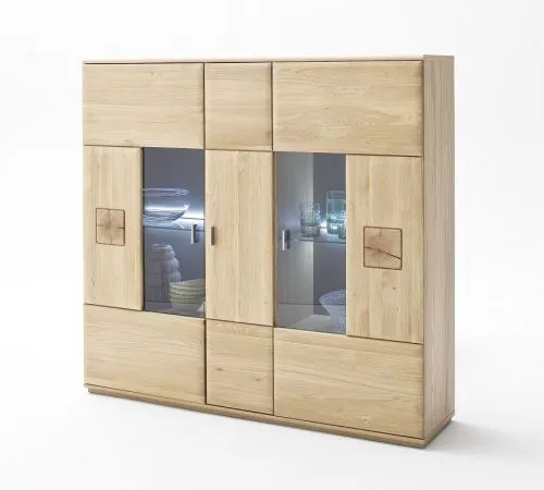Highboard Bologna 3 | Eiche Bianco | LED Beleuchtung