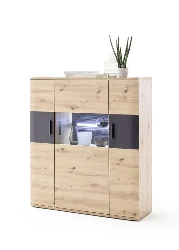 Highboard Cortona | Balkeneiche / anthrazit | LED Beleuchtung
