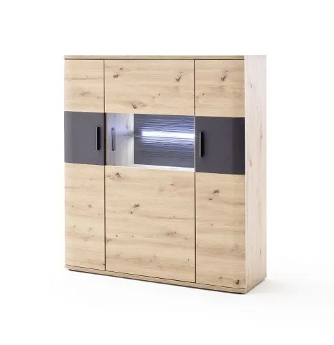 Highboard Cortona | Balkeneiche / anthrazit | LED Beleuchtung