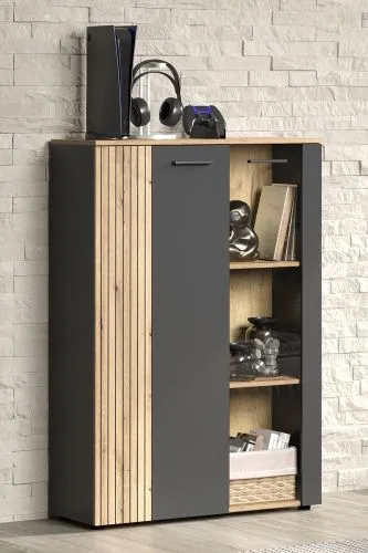 Highboard Esteban | Anthrazit / Coast Evoke Oak