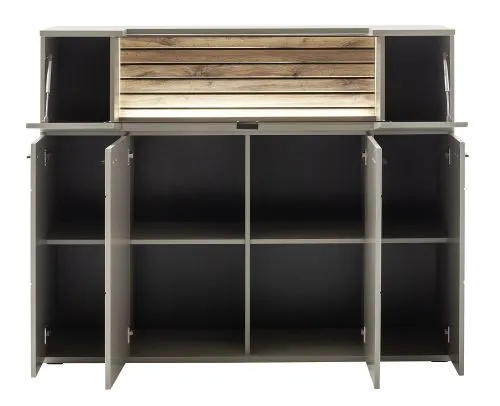 Highboard Lüttich | Basalt / Wotan Eiche | optional LED Beleuchtung