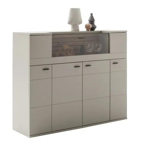 Highboard Lüttich | Basalt / Wotan Eiche | optional LED Beleuchtung