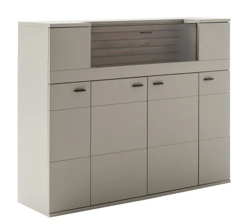 Highboard Lüttich | Basalt / Wotan Eiche | optional LED Beleuchtung