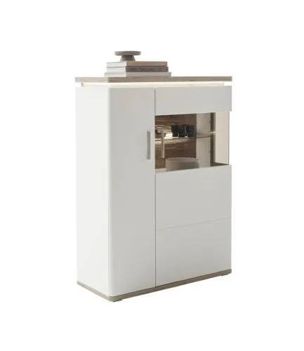 Highboard Palermo 1 | Soft white / Viking Oak | mit Beleuchtung