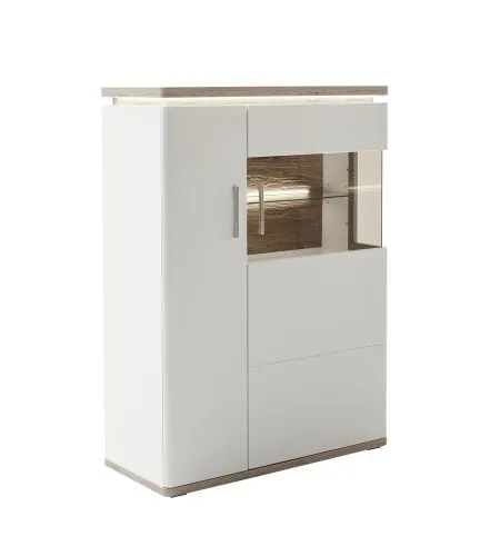 Highboard Palermo 1 | Soft white / Viking Oak | mit Beleuchtung