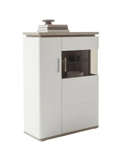 Highboard Palermo 1 | Soft white / Viking Oak | mit Beleuchtung