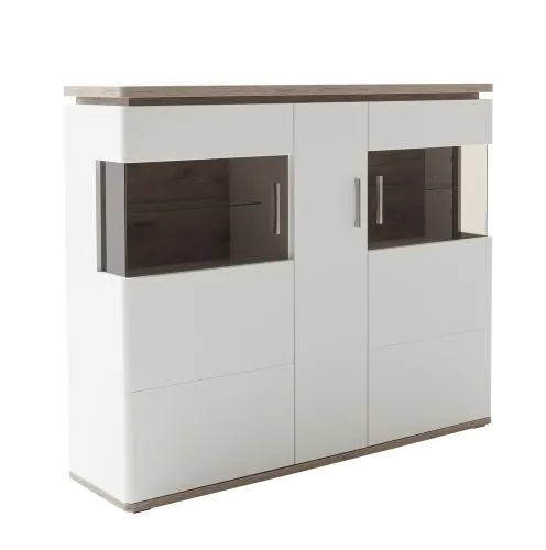 Highboard Palermo | Soft white / Viking Oak | ohne Beleuchtung