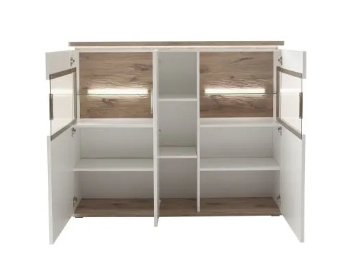 Highboard Palermo | Soft white / Viking Oak | ohne Beleuchtung