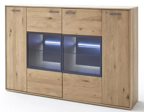 Highboard Portland 2 | Asteiche Bianco | LED Beleuchtung
