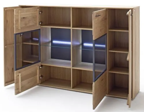 Highboard Portland 2 | Asteiche Bianco | mit 2er Set LED Band 45 cm
