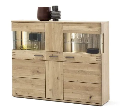 Highboard Salvador | Balkeneiche Bianco | ohne Beleuchtung