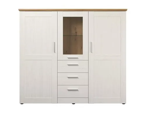 Highboard Shade | Andersen Pinie weiß / Artisan Eiche | Landhausstil | Komplettset