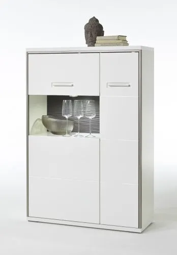 Highboard Trento 3 | weiß Hochglanz | mit 1er Set LED Unberbauspot weiß