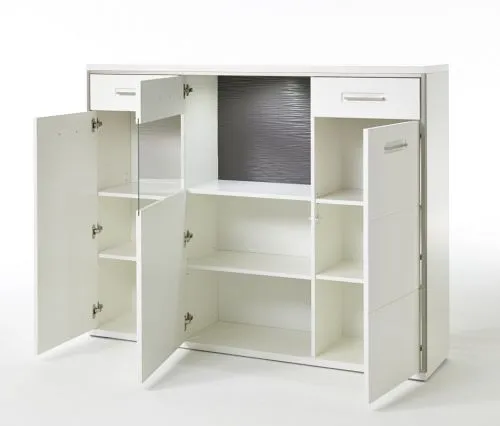 Highboard Trento | weiß Hochglanz | LED Beleuchtung