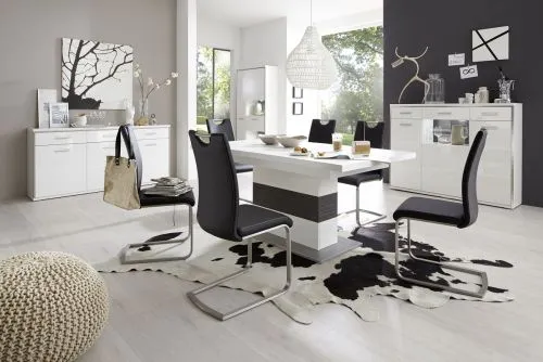 Highboard Trento | weiß Hochglanz | LED Beleuchtung