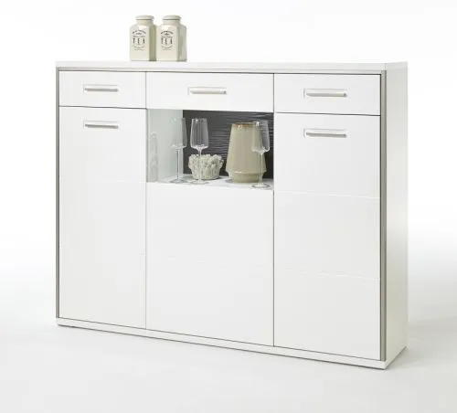Highboard Trento | weiß Hochglanz | ohne Beleuchtung
