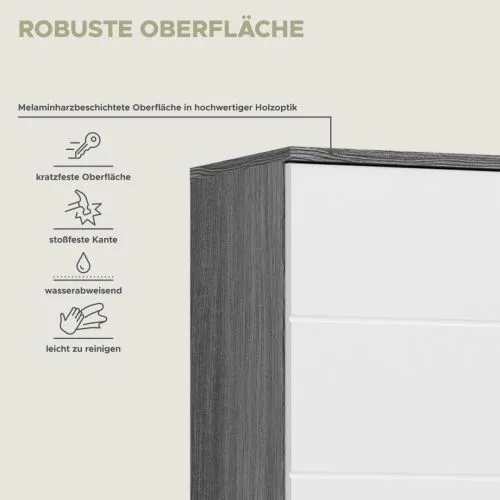 Hochschrank Blake | weiß Hochglanz / Rauchsilber