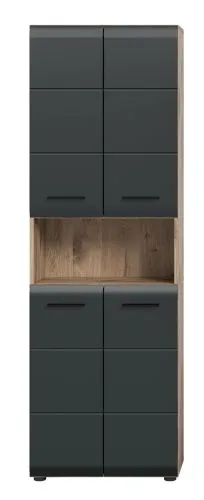 Hochschrank breit Ice | Nox Oak / schwarz matt